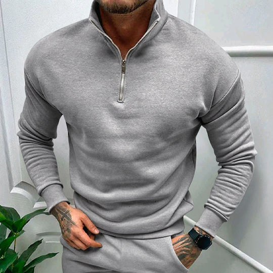 Herren eleganter Pullover mit Kragen und praktischem Reißverschluss EB