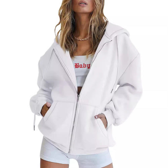 Damen Oversize Hoodiejacke mit hohen Kragen EB