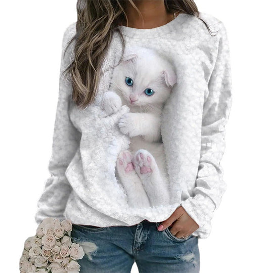 Damen Sweatshirt mit niedlichem Tiermotiv EB