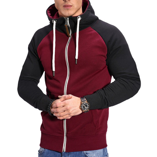 Herren raffinierter Kapuzenpullover mit hochwertigem Reißverschluss EB