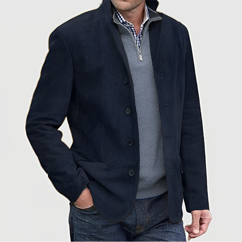 Herren Sakkojacke aus Wildlederoptik mit Stehkragen EB