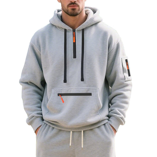 Herren funktionaler Kapuzenpullover mit Reißverschluss und seitlichen Taschen EB