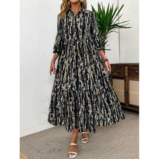 Damen Hemdblusenkleid mit raffinierten Rüschendetails und asymmetrischem Saum EB