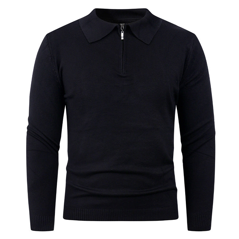 Herren Strickpullover mit halb offenem Kragen und feiner Rippenstruktur EB