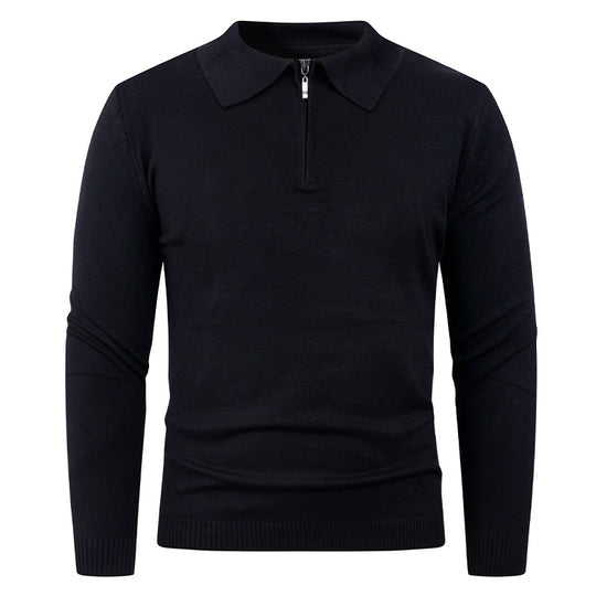 Herren Strickpullover mit halb offenem Kragen und feiner Rippenstruktur EB