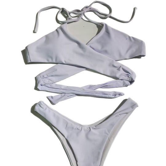 Damen Bandeau-Bikini mit asymmetrischem Design und Wickeloberteil EB
