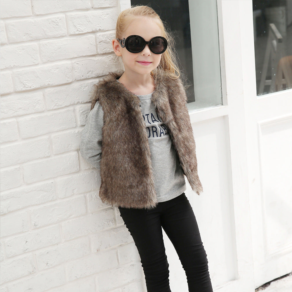 Damen Flauschige Weste aus Kunstfell mit modernem Schnitt EB