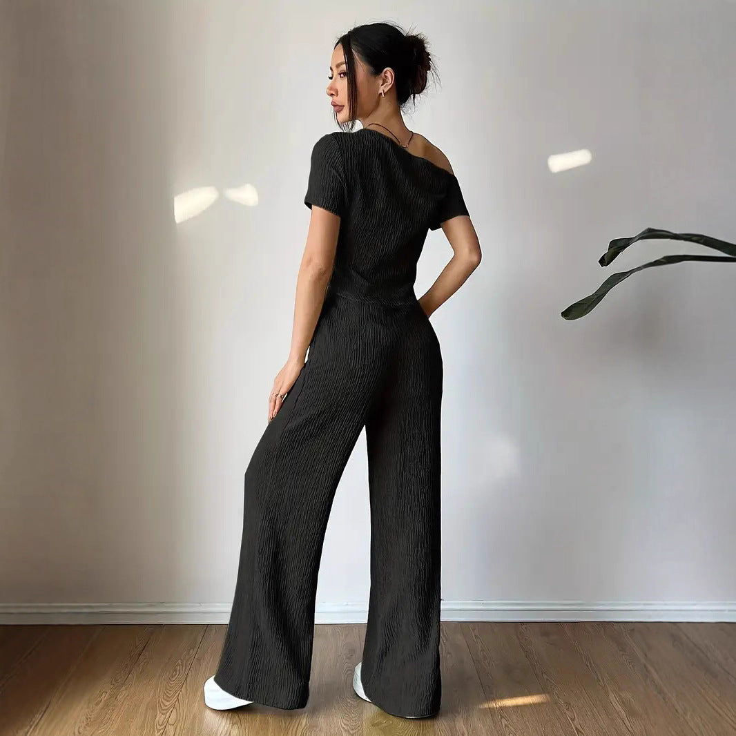 Damen Eleganter Jumpsuit mit asymmetrischem Schnitt und Raffungen EB