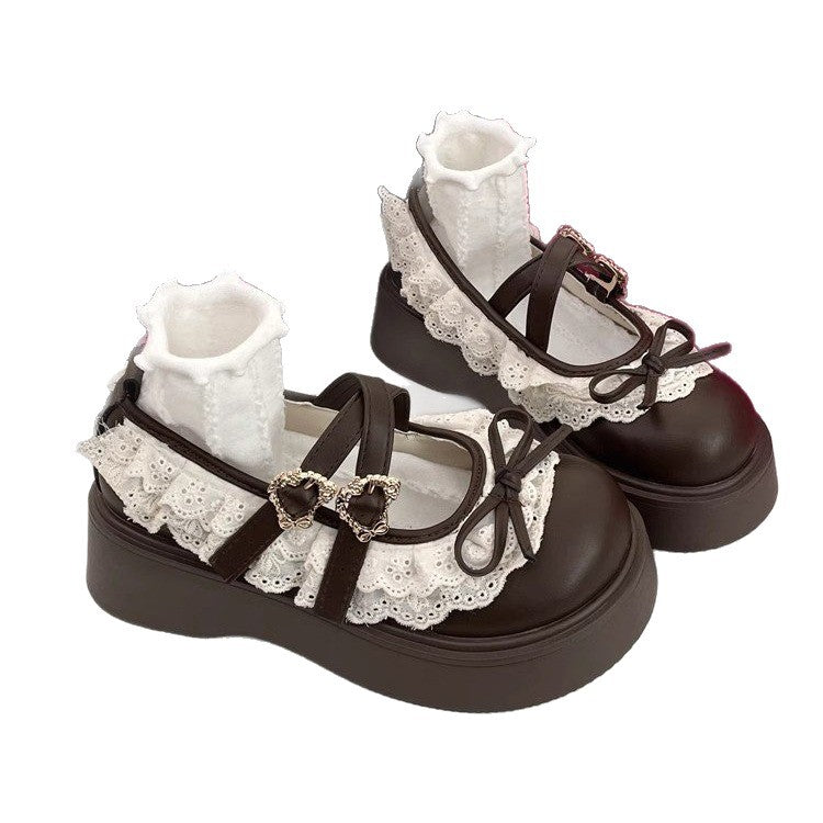 Damen Plattform-Sandalen mit verspieltem Spitzendetail und elegantem Riemenverschluss EB