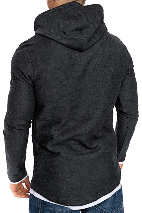 Herren Langarm Kapuzenpullover mit sportlichem Schnitt und feiner Struktur EB