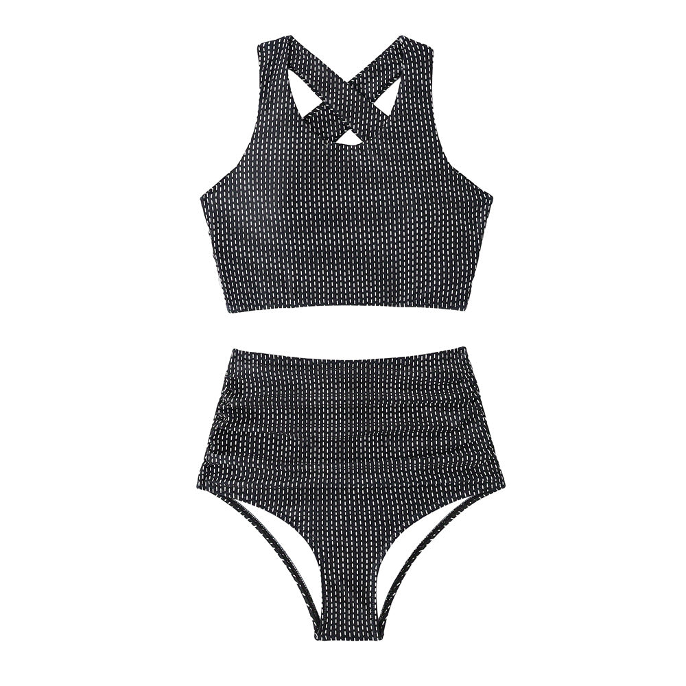 Damen Bikiniset mit hoch geschnittenen Unterteilen und Raffung EB
