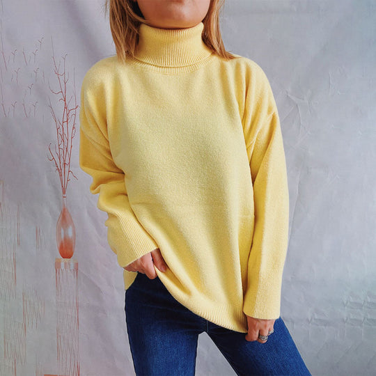 EB | Einfarbiger Warmer Strickpullover Für Alltag