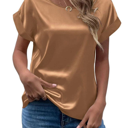 Damen Satin T-Shirt mit elegante Details EB
