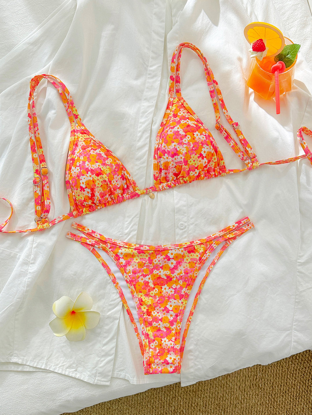 Damen Triangel-Bikini mit floralen Mustern EB
