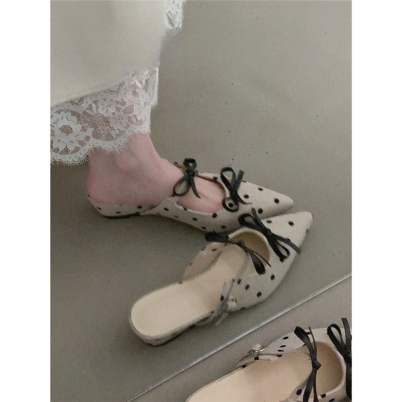 Damen Slingback Ballerinas mit Punkte-Design und schicker Schleifenverzierung EB