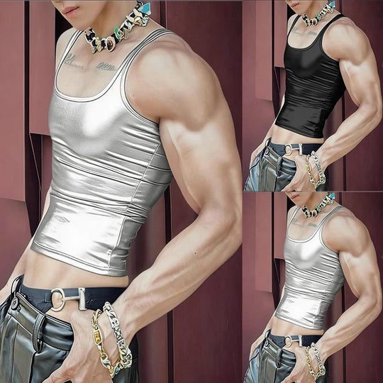 Damen nan tailliertes Glanz-Tanktop mit Racerback und feiner Nahtverarbeitung EB
