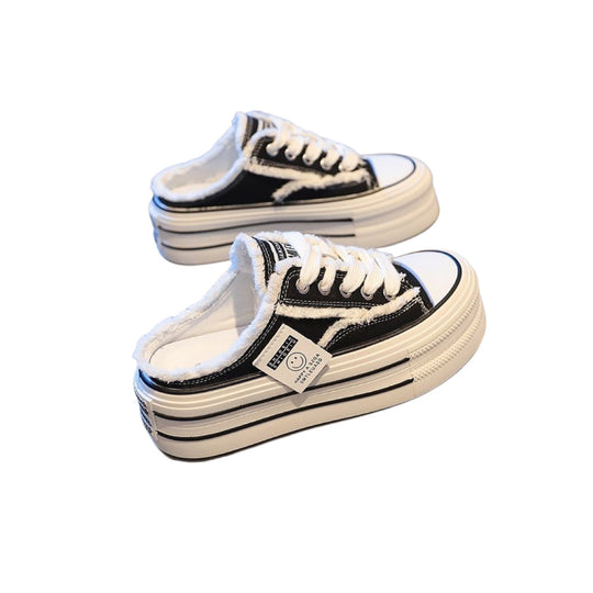 Damen Plüschfreizeitsneaker mit dicker Plattform und sportlichem Flair EB