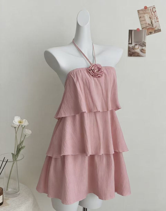 Damen luftiges Strandkleid mit Rüschendetails EB