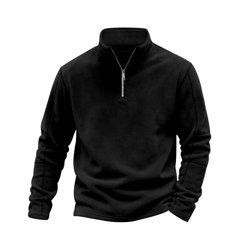 Herren nan leichter Fleece-Pullover mit halbem Reißverschluss und Stehkragen EB