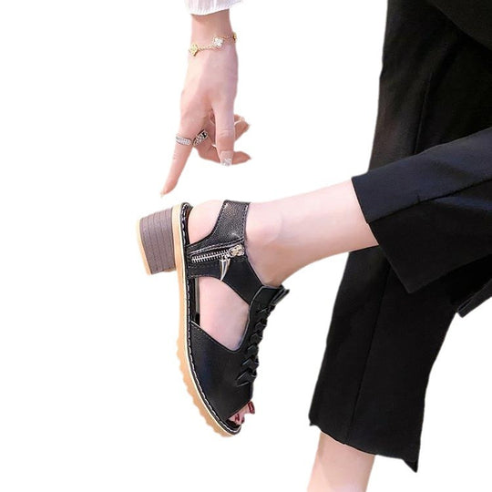 Damen elegante Schnürsandalen mit offener Zehenpartie und modischem Absatz EB