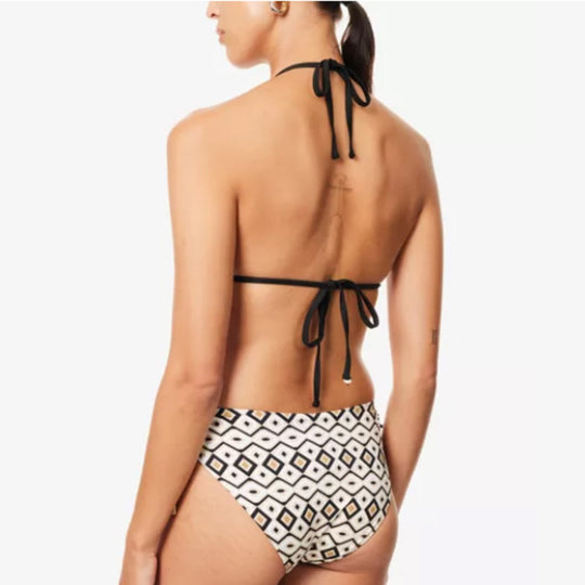 Damen Triangel-Bikini mit verstellbaren Trägern und geometrischem Muster EB