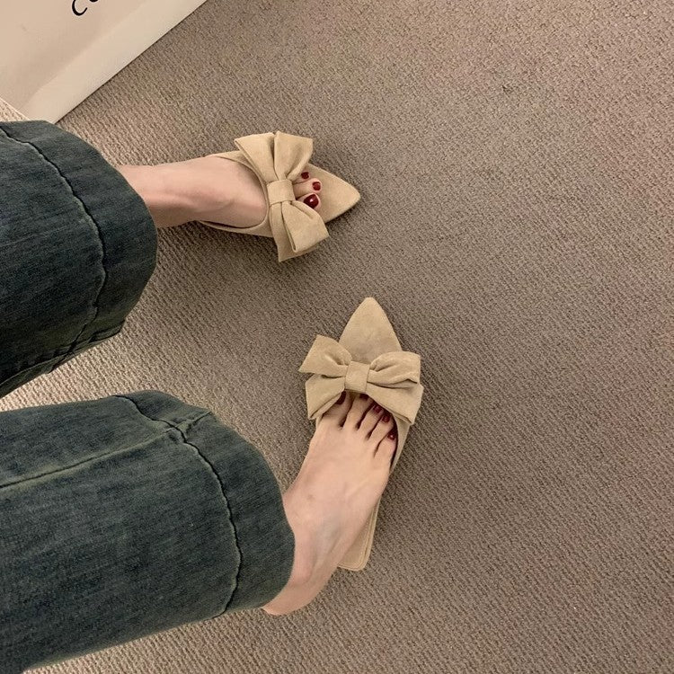 Damen elegante Pantolette mit dekorativem Schleifenapplikation EB