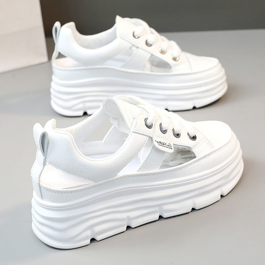 Damen Plattform Sneakers mit atmungsaktiver Mesh-Oberfläche und trendiger Dämpfung EB
