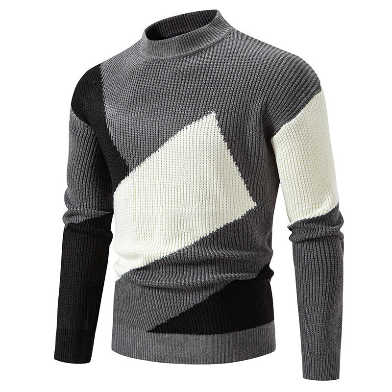 Herren modischer Rollkragenpullover mit modernem Grafikdesign EB