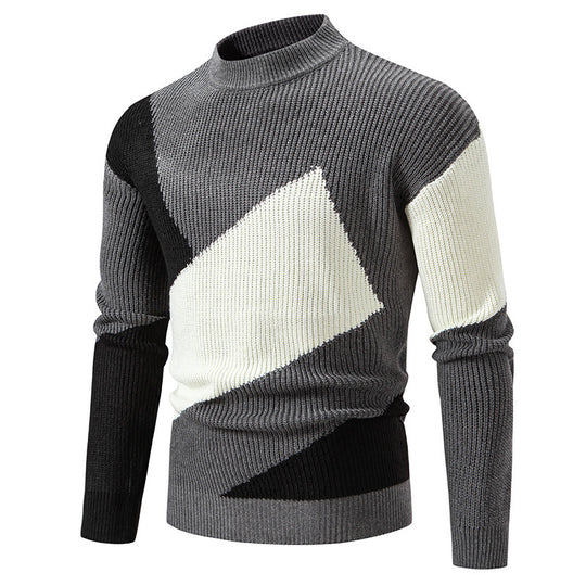 Herren modischer Rollkragenpullover mit modernem Grafikdesign EB