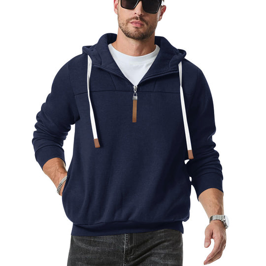 Herren modischer Kapuzenpullover mit Reißverschluss und dekorativen Details EB