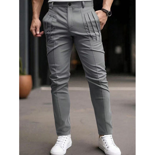 Herren stylische Slim-Fit Anzughose mit plissiertem Design EB