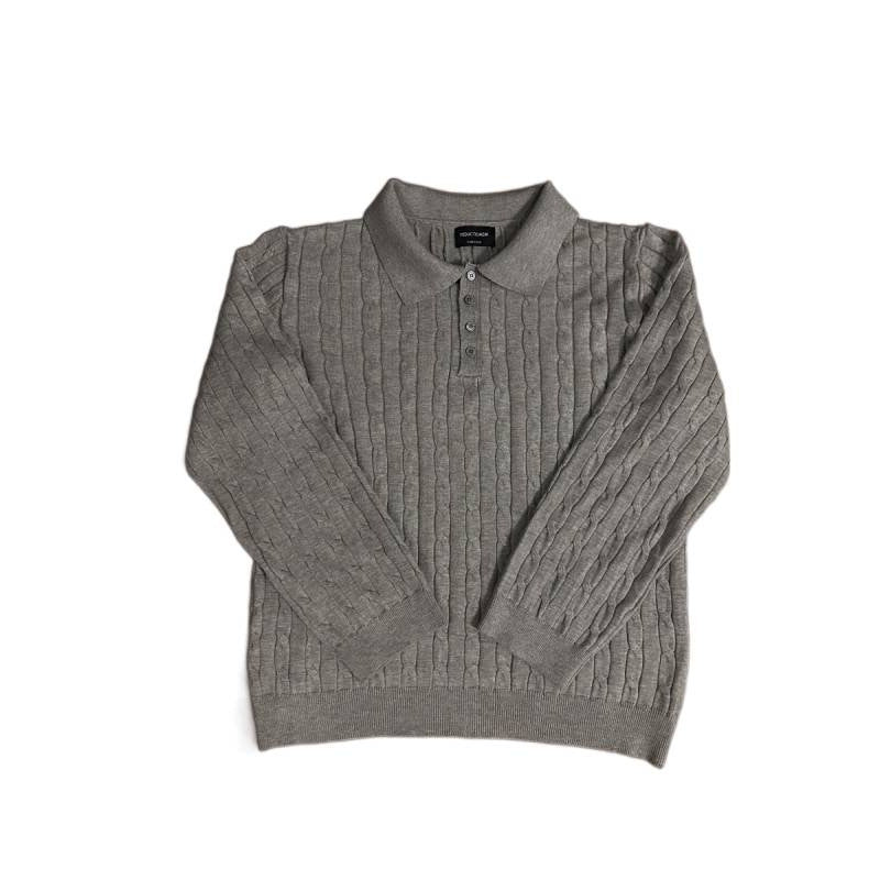 Damen Strickpullover mit klassischem Kragen und feiner Zopfmusterstruktur EB