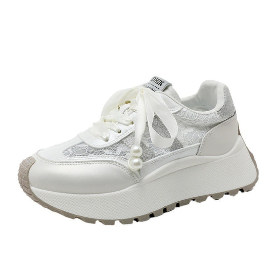 Damen Gemusterte Plateau-Sneaker mit eleganten Schnürdetails EB
