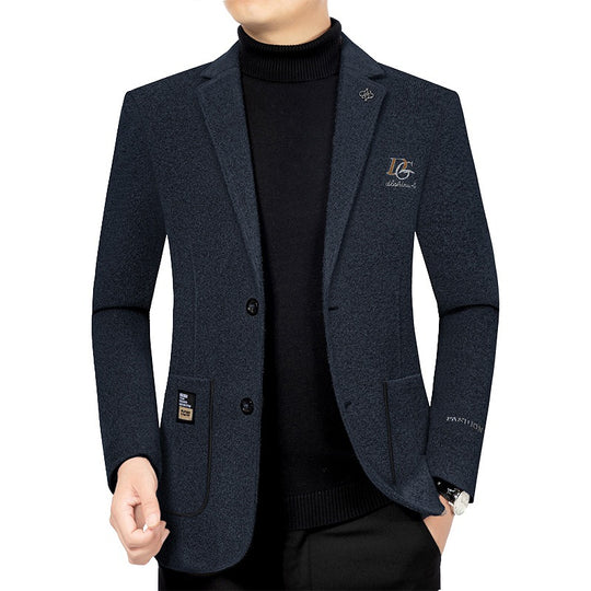 Herren Tweed-Blend Sakko mit Struktur, aufgesetzten Taschen und gemustertem Innenfutter EB