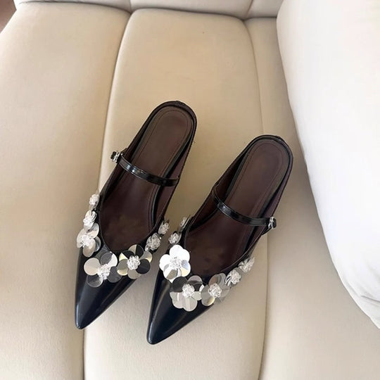 Damen Slingback-Pumps mit floralem Strassbesatz und elegantem Design EB