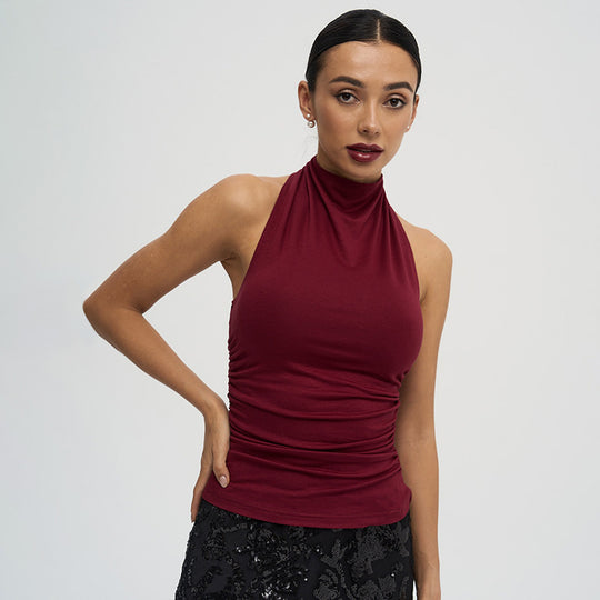 Damen Hochabschließendes Top mit figurbetontem Schnitt und Rüschendetails EB