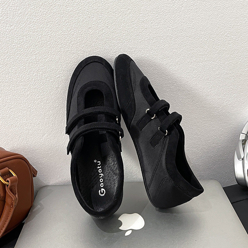 Damen modische Mokassins mit doppeltem Riemen und bequemer Sohle EB
