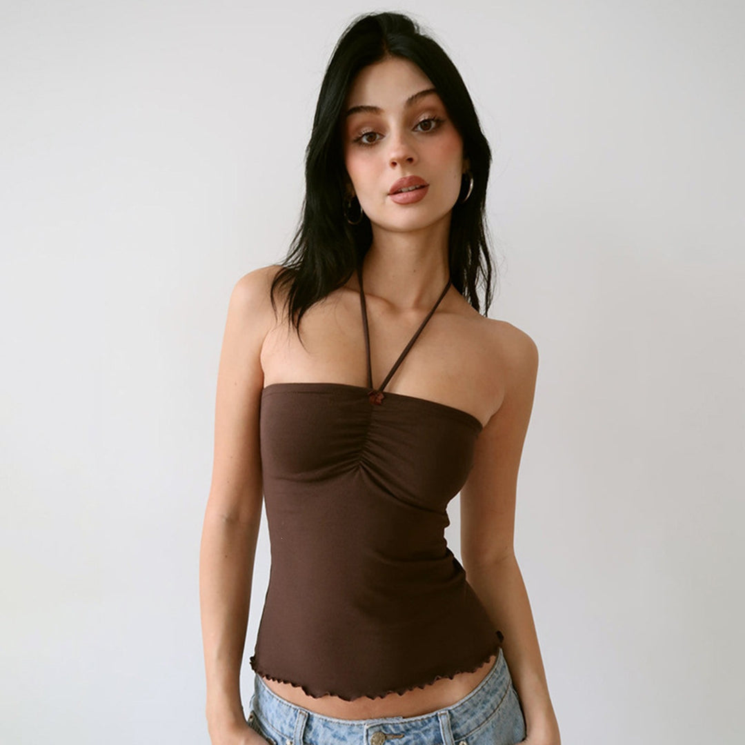 Damen Bandeau-Top mit raffinierten Raffungselementen und verstellbaren Trägern EB