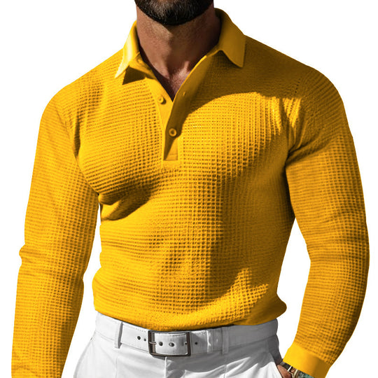 Herren Langarm-Poloshirt mit strukturiertem Design und klassischem Kragen EB