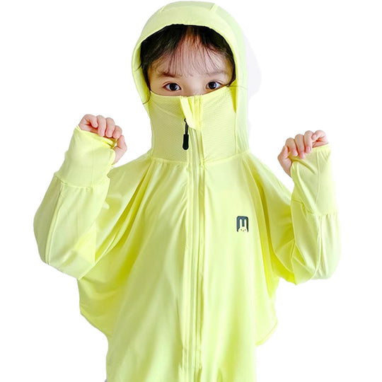 Unisex nan UV-Schutz Kapuzenjacke für Kinder mit integrierter Gesichtsmaske und Daumenlöchern  EB