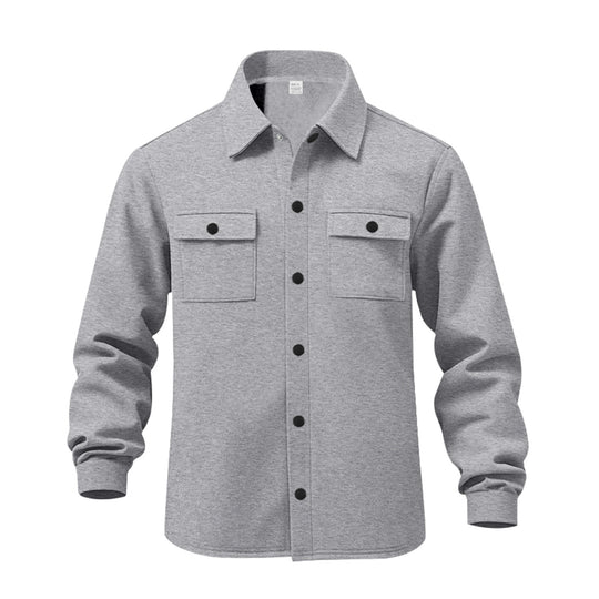 Herren lässige Button-Down Hemdjacke mit zwei seitlichen Brusttaschen und klassischem Kragen EB