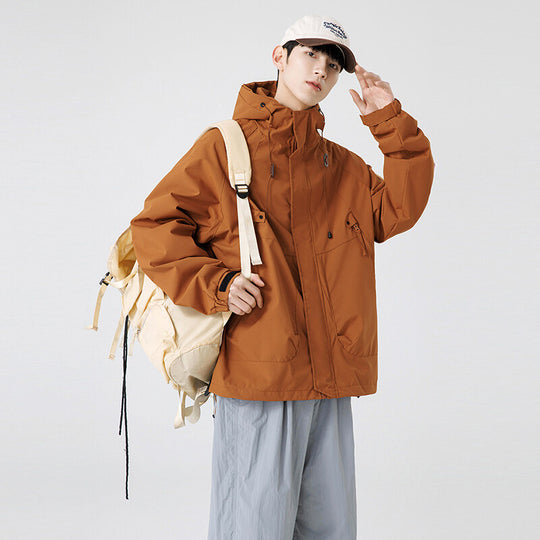 Herren Windbreaker-Jacke mit verstellbarem Kapuzenkragen und praktischen Taschen EB