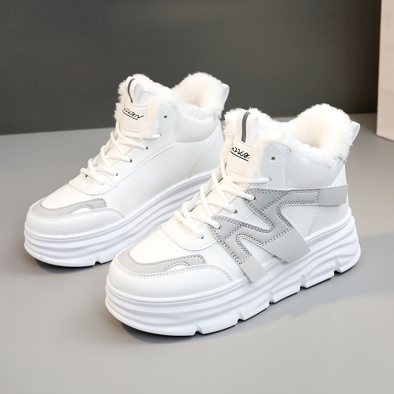 Damen modische High-Top Sneakers mit kuscheligem Innenfutter und robustem Profil EB