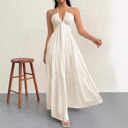 Damen Maxikleid mit schulterfreiem Design und Faltenwurf EB