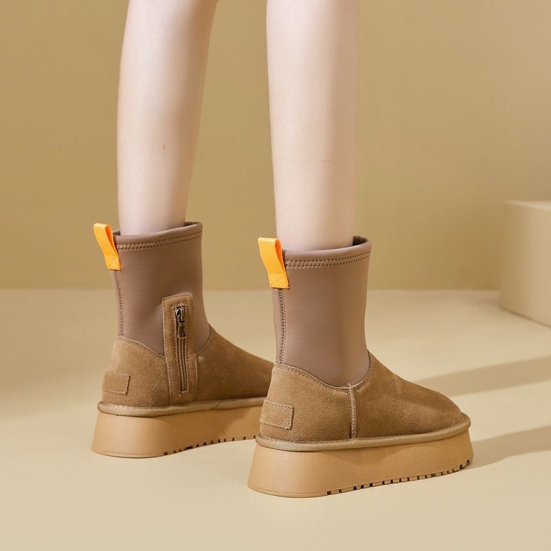 Damen Modische Stiefel mit elastischem Obermaterial und rutschfester Sohle EB