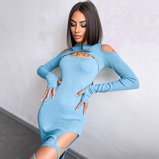 Damen Elegantes schulterfreies Maxikleid mit raffinierten Riemen EB