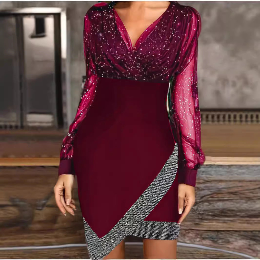 Damen Abendkleid mit Funkelnden Details und Elegantem Schnitt EB