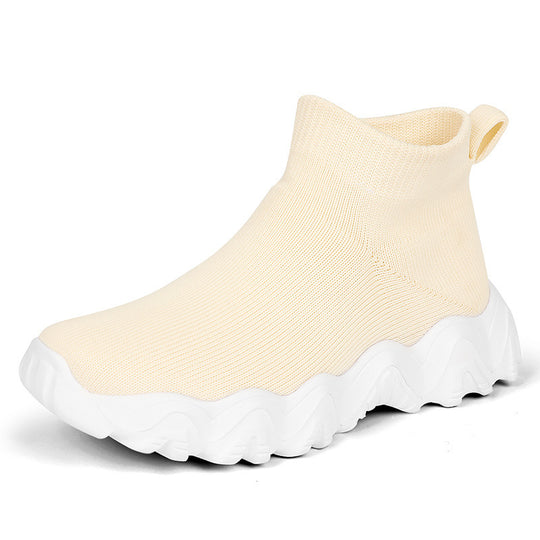 Damen nan elastischer Strick-Sockenschuh mit ergonomischer Wellen-Plateausohle EB