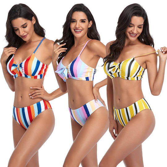 Damen Triangel-Bikini-Set mit verspieltem Knotendesign EB