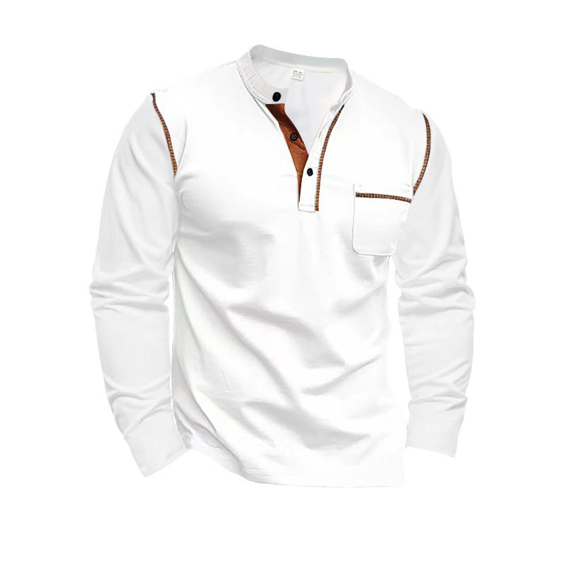 Herren Langarmhemd mit strukturiertem Kragen und modischem Taschen-Design EB